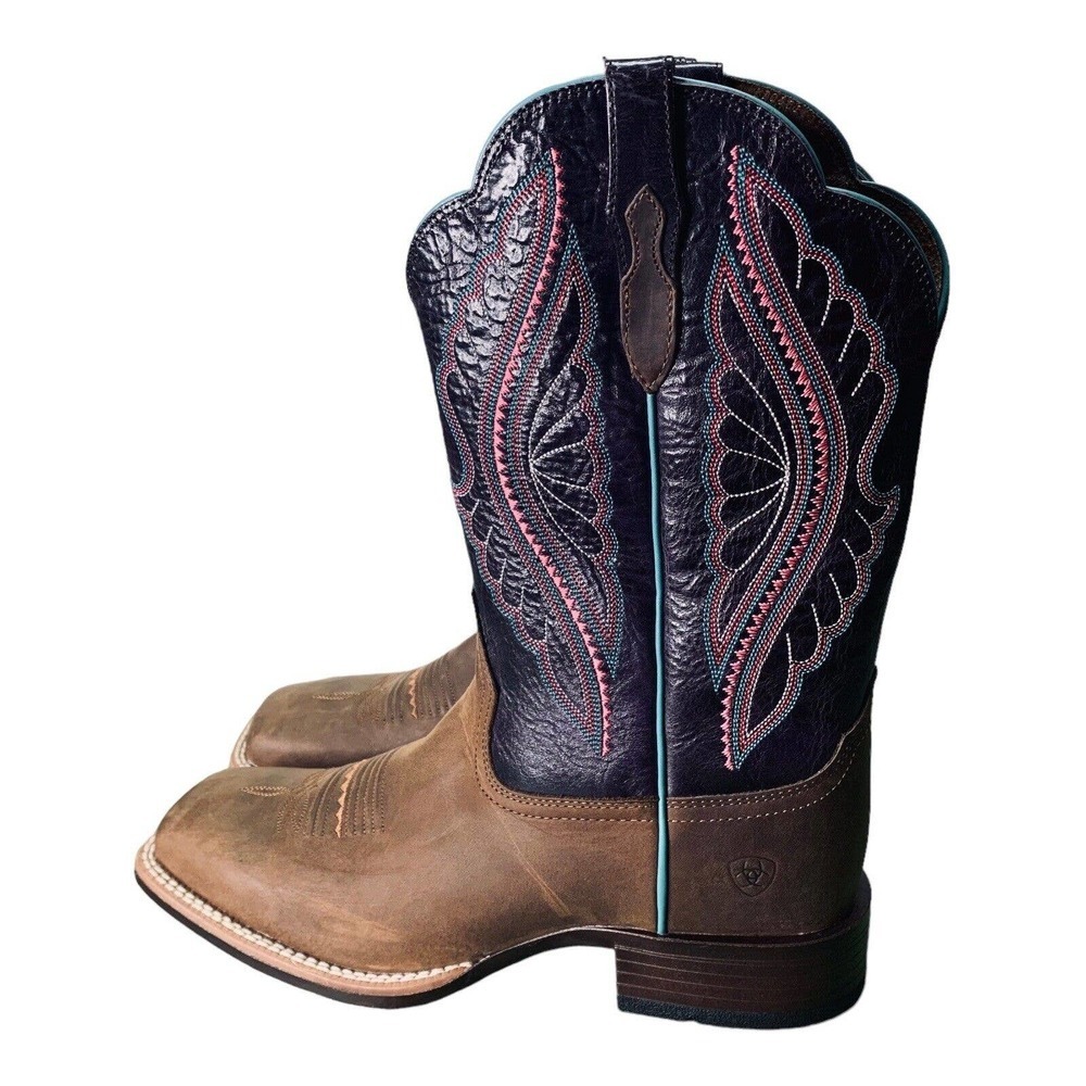 Ariat PrimeTime Western Boot Womens Size 9.5 Square Toe NWOB Brown / Purple